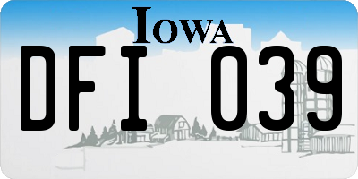 IA license plate DFI039