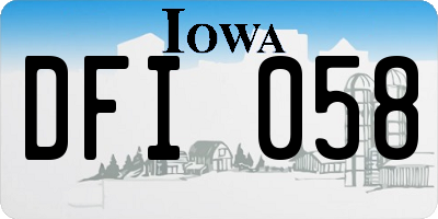 IA license plate DFI058