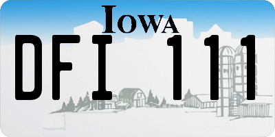 IA license plate DFI111