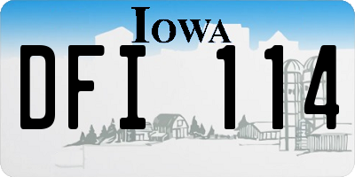 IA license plate DFI114