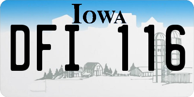 IA license plate DFI116