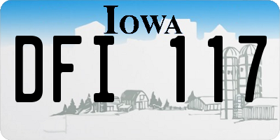 IA license plate DFI117