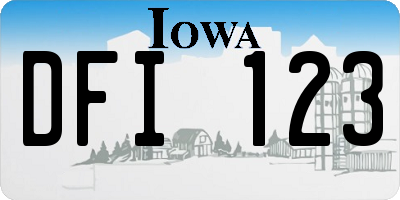 IA license plate DFI123