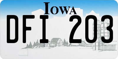 IA license plate DFI203