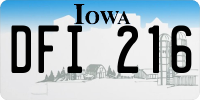 IA license plate DFI216