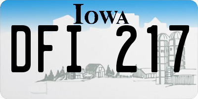 IA license plate DFI217
