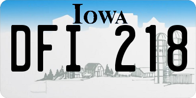 IA license plate DFI218