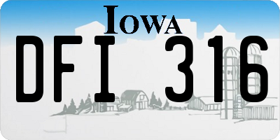 IA license plate DFI316