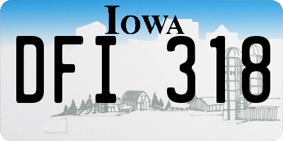 IA license plate DFI318