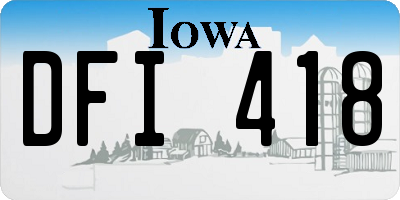 IA license plate DFI418