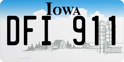 IA license plate DFI911