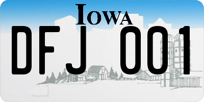 IA license plate DFJ001