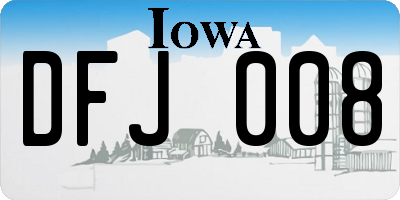 IA license plate DFJ008