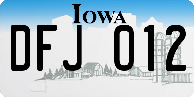 IA license plate DFJ012