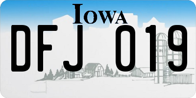 IA license plate DFJ019
