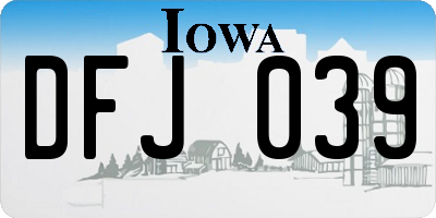 IA license plate DFJ039