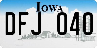 IA license plate DFJ040
