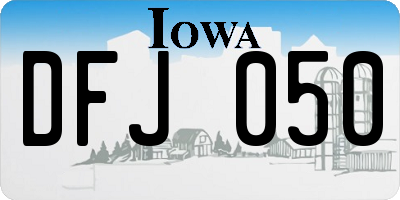 IA license plate DFJ050