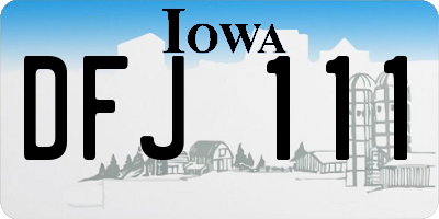 IA license plate DFJ111