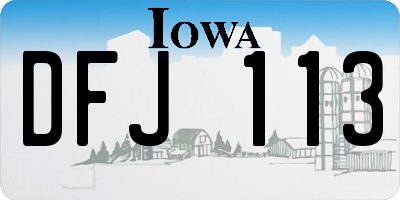 IA license plate DFJ113