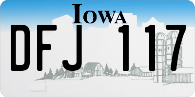 IA license plate DFJ117