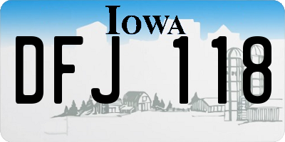 IA license plate DFJ118