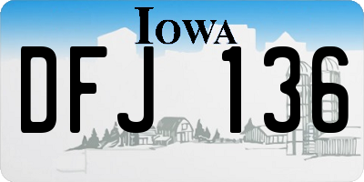 IA license plate DFJ136