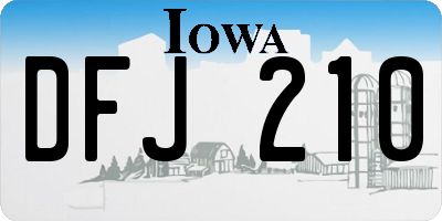 IA license plate DFJ210