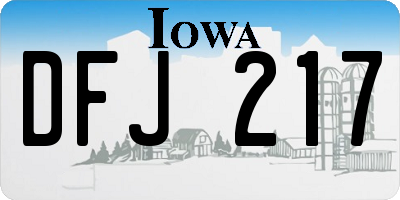 IA license plate DFJ217