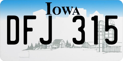 IA license plate DFJ315
