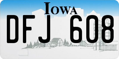 IA license plate DFJ608