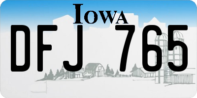 IA license plate DFJ765
