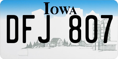 IA license plate DFJ807