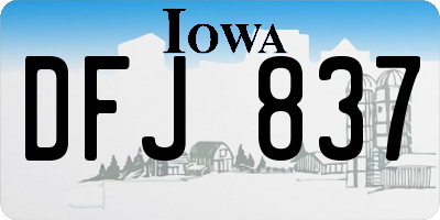 IA license plate DFJ837