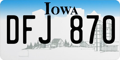 IA license plate DFJ870