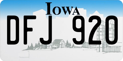 IA license plate DFJ920