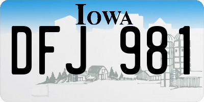 IA license plate DFJ981