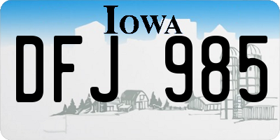 IA license plate DFJ985