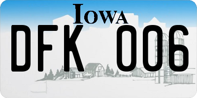 IA license plate DFK006