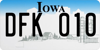 IA license plate DFK010