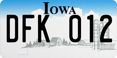 IA license plate DFK012