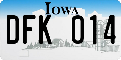 IA license plate DFK014