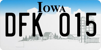 IA license plate DFK015