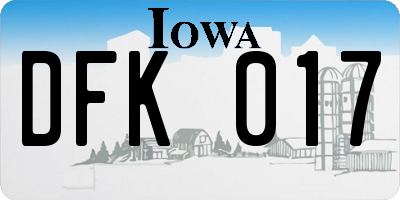 IA license plate DFK017