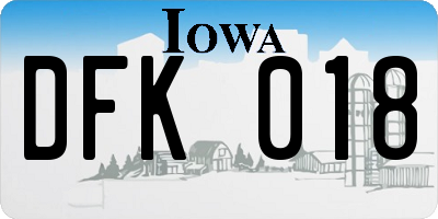 IA license plate DFK018