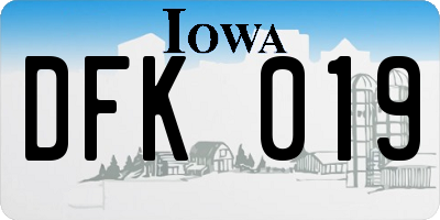 IA license plate DFK019