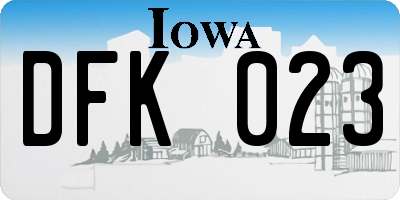 IA license plate DFK023