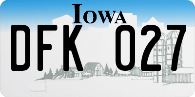IA license plate DFK027