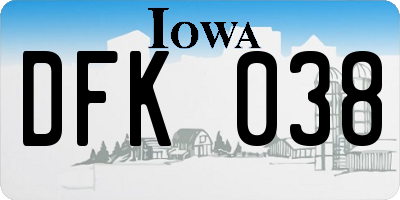 IA license plate DFK038
