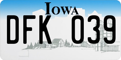 IA license plate DFK039